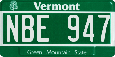 VT license plate NBE947