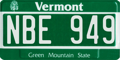 VT license plate NBE949