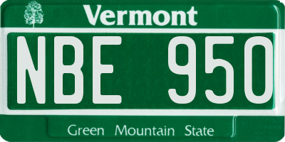 VT license plate NBE950