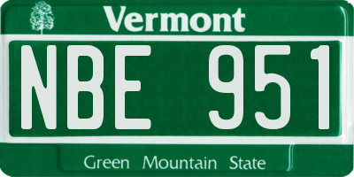 VT license plate NBE951
