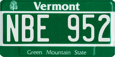 VT license plate NBE952