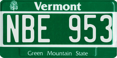 VT license plate NBE953