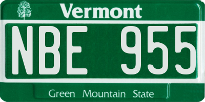 VT license plate NBE955