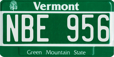 VT license plate NBE956