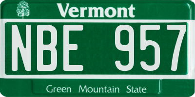 VT license plate NBE957