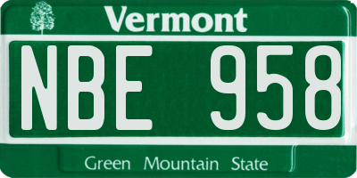 VT license plate NBE958