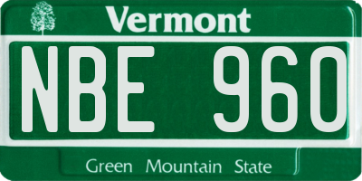 VT license plate NBE960