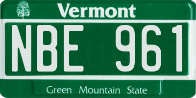 VT license plate NBE961