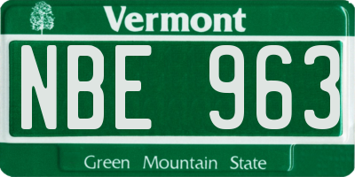 VT license plate NBE963
