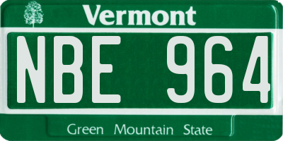 VT license plate NBE964