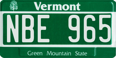 VT license plate NBE965