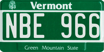 VT license plate NBE966