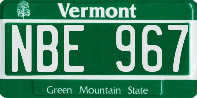 VT license plate NBE967