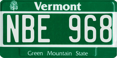VT license plate NBE968