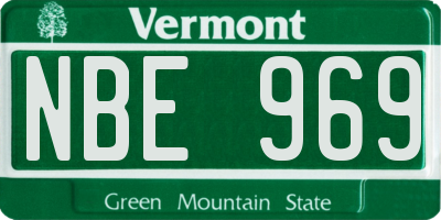 VT license plate NBE969