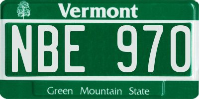 VT license plate NBE970