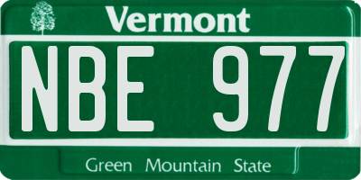 VT license plate NBE977
