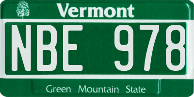 VT license plate NBE978