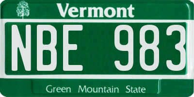 VT license plate NBE983