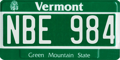 VT license plate NBE984