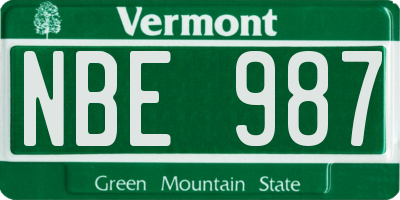 VT license plate NBE987