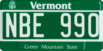 VT license plate NBE990