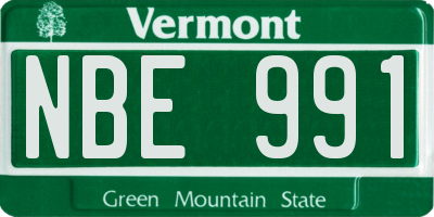 VT license plate NBE991