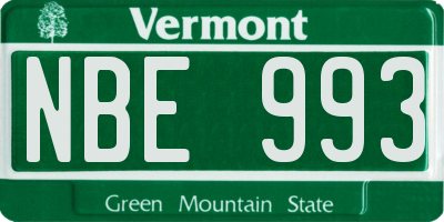 VT license plate NBE993