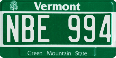 VT license plate NBE994
