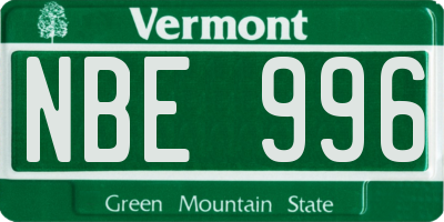 VT license plate NBE996