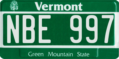 VT license plate NBE997