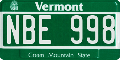 VT license plate NBE998