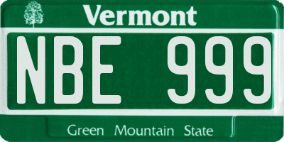 VT license plate NBE999