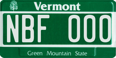 VT license plate NBF000