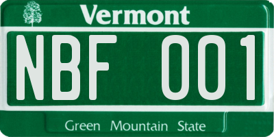 VT license plate NBF001