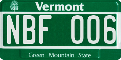 VT license plate NBF006