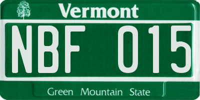 VT license plate NBF015