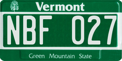 VT license plate NBF027