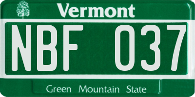 VT license plate NBF037