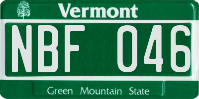 VT license plate NBF046