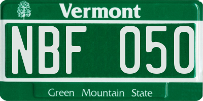 VT license plate NBF050