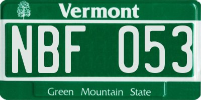 VT license plate NBF053