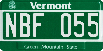 VT license plate NBF055