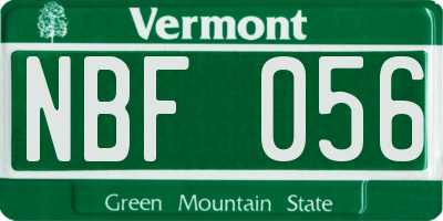 VT license plate NBF056