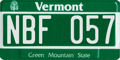 VT license plate NBF057
