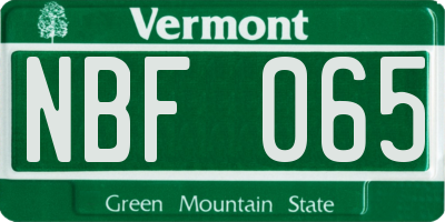 VT license plate NBF065