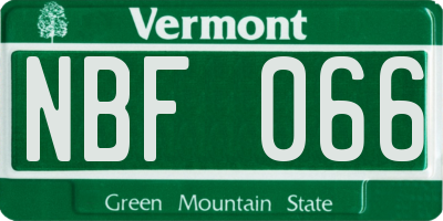 VT license plate NBF066