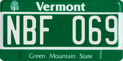 VT license plate NBF069