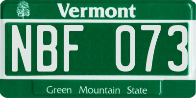 VT license plate NBF073