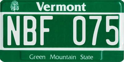 VT license plate NBF075